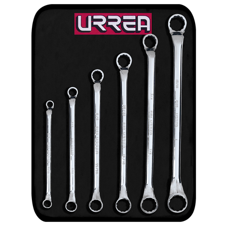 URREA Full polished 12-point 45° box-end wreches (set of 6 pieces), inches 8100C